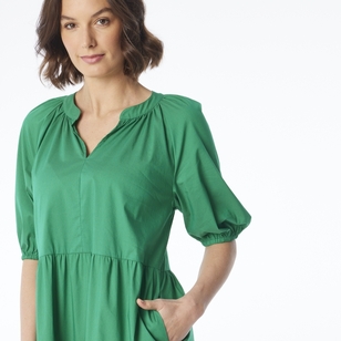 Jane Lamerton Women's Poplin Tiered Dress Emerald