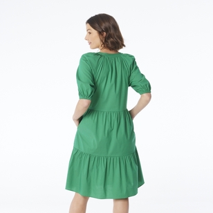 Jane Lamerton Women's Poplin Tiered Dress Emerald