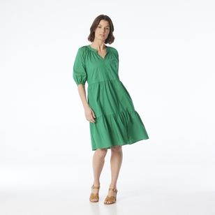 Jane Lamerton Women's Poplin Tiered Dress Emerald