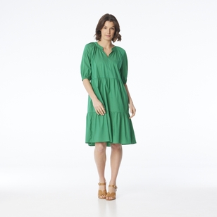 Jane Lamerton Women's Poplin Tiered Dress Emerald