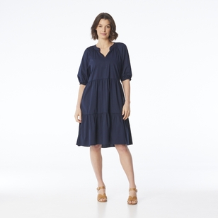 Jane Lamerton Women's Poplin Tiered Dress Midnight