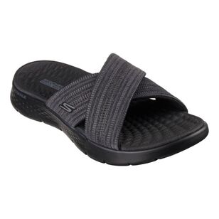 Skechers Women's Go Walk Flex Impressed Crossover Slides Black Grey