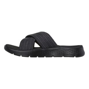 Skechers Women's Go Walk Flex Impressed Crossover Slides Black Grey