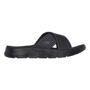 Skechers Women's Go Walk Flex Impressed Crossover Slides Black Grey