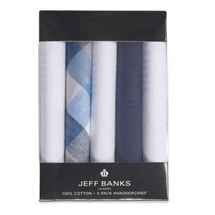 Jeff Banks Hanky Set 5 Pack Blue