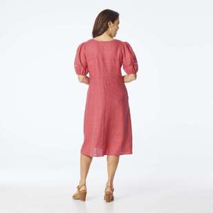 Khoko Edition Women's Linen Lace Dress Tea Rose