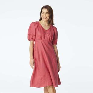 Khoko Edition Women's Linen Lace Dress Tea Rose