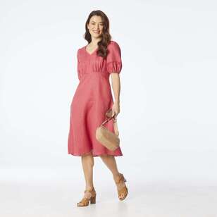 Khoko Edition Women's Linen Lace Dress Tea Rose