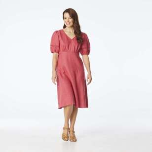 Khoko Edition Women's Linen Lace Dress Tea Rose