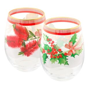 Maxwell & Williams Festive Flora Stemless Glass 560 mL Set of 2