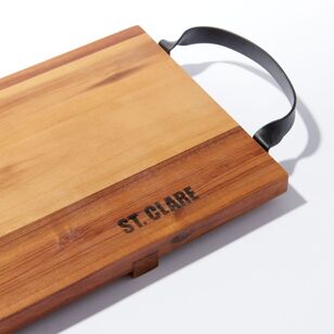 St Clare Acacia Medium Serving Board With Black Steel Handles