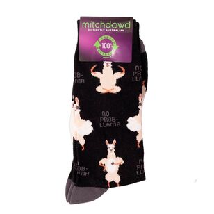 Mitch Dowd Men's No Probllama Socks Black & Pattern 41487