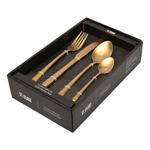 St Clare 16 Piece Stainless Steel Cutlery Set Gold Gold