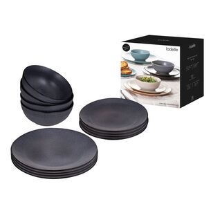 Ladelle Luna 12 Piece Dinner Set Charcoal