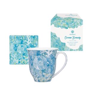 Ashdene Ocean Beauty Mug & Coaster Set Green 380 mL