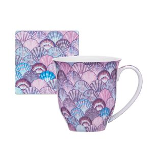 Ashdene Ocean Beauty Mug & Coaster Set Purple 380 mL