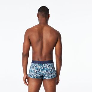 Bendon Men's Retro Floral Cotton Trunk Blue Floral