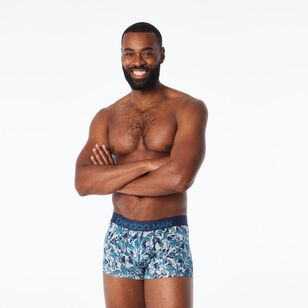 Bendon Men's Retro Floral Cotton Trunk Blue Floral