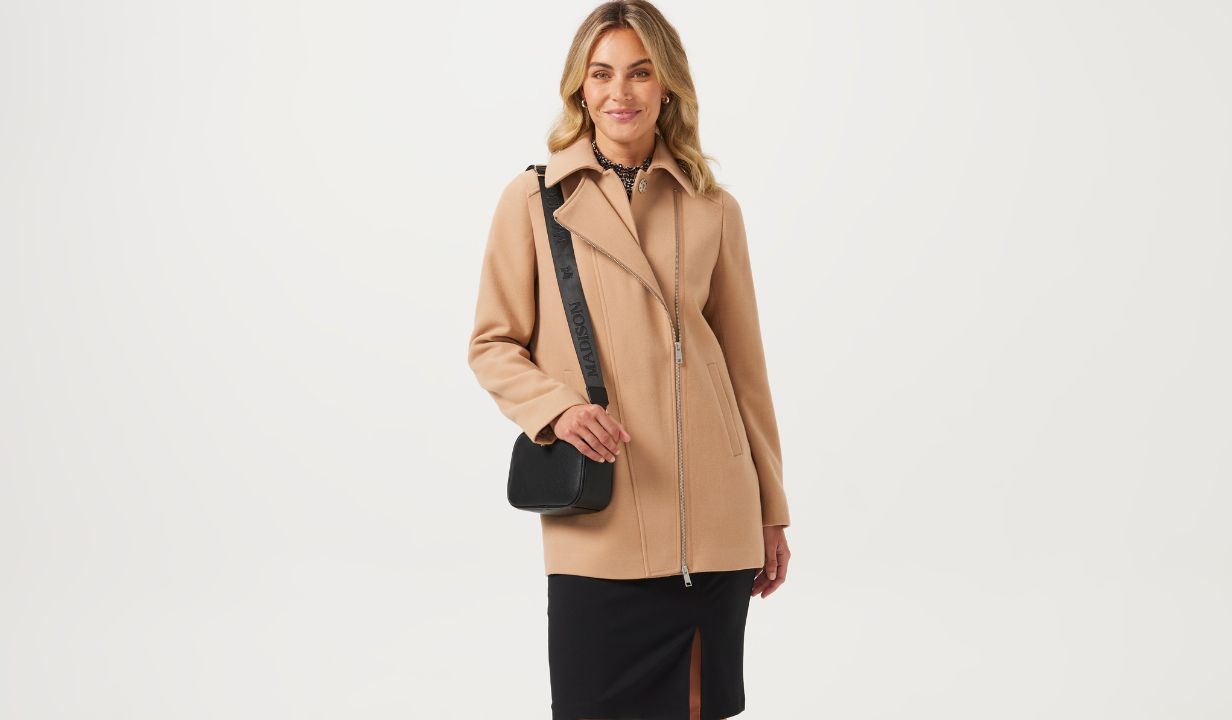 Khoko Smart Women's Zip Trim Camel Coat